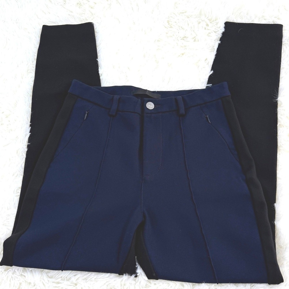 MAC Jeans Contrast Luxury Pants Colorblock Trousers Black Blue Size 4 (34)